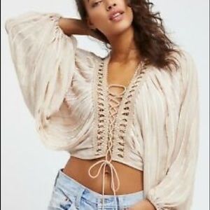 FREE PEOPLE lilia Lace-Uo Blouse